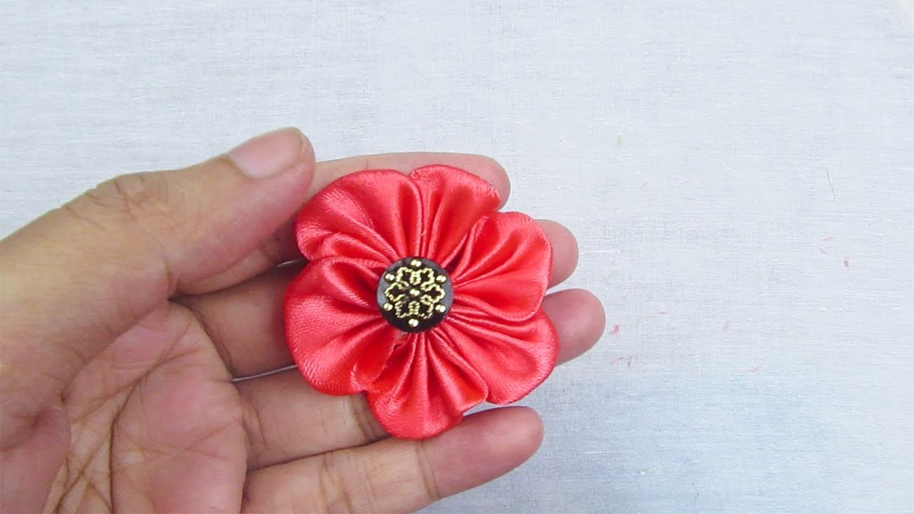 Satin Ribbon Work, Amazing Ribbon Flower Making Trick