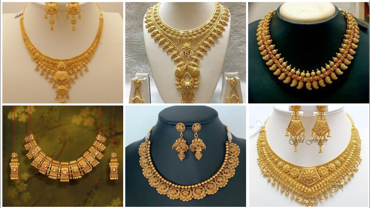 latest beautiful gold necklace designs 2021