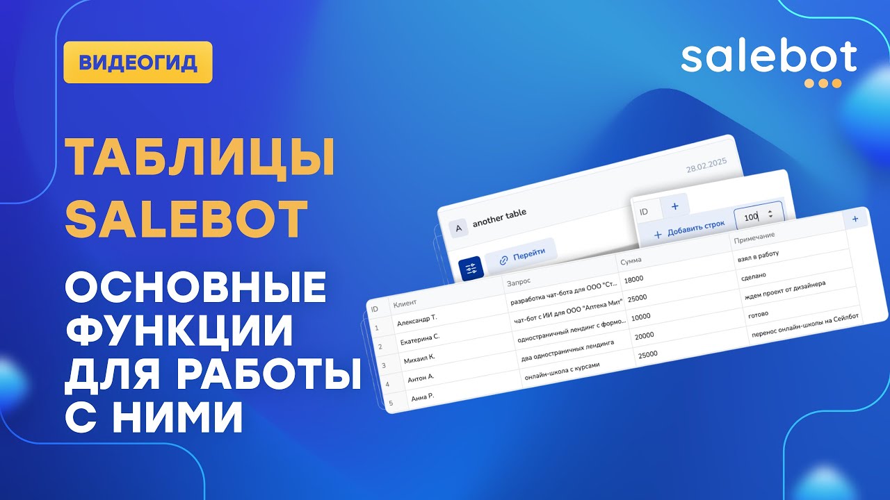 Таблицы Salebot. Освой главные навыки при работе с ними!