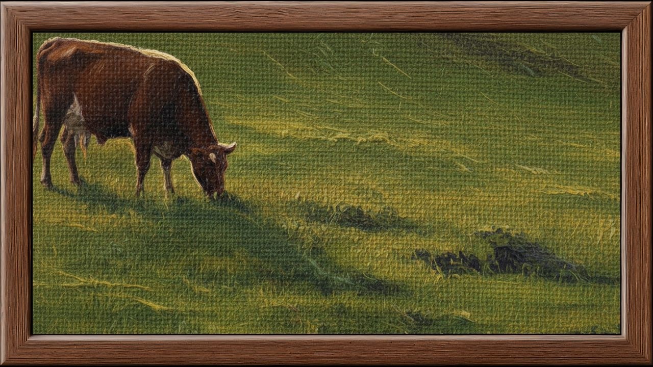 Peaceful Pastoral Cow Landscape | Rustic Farm Art for Samsung Frame TV | Illusion Fine Art