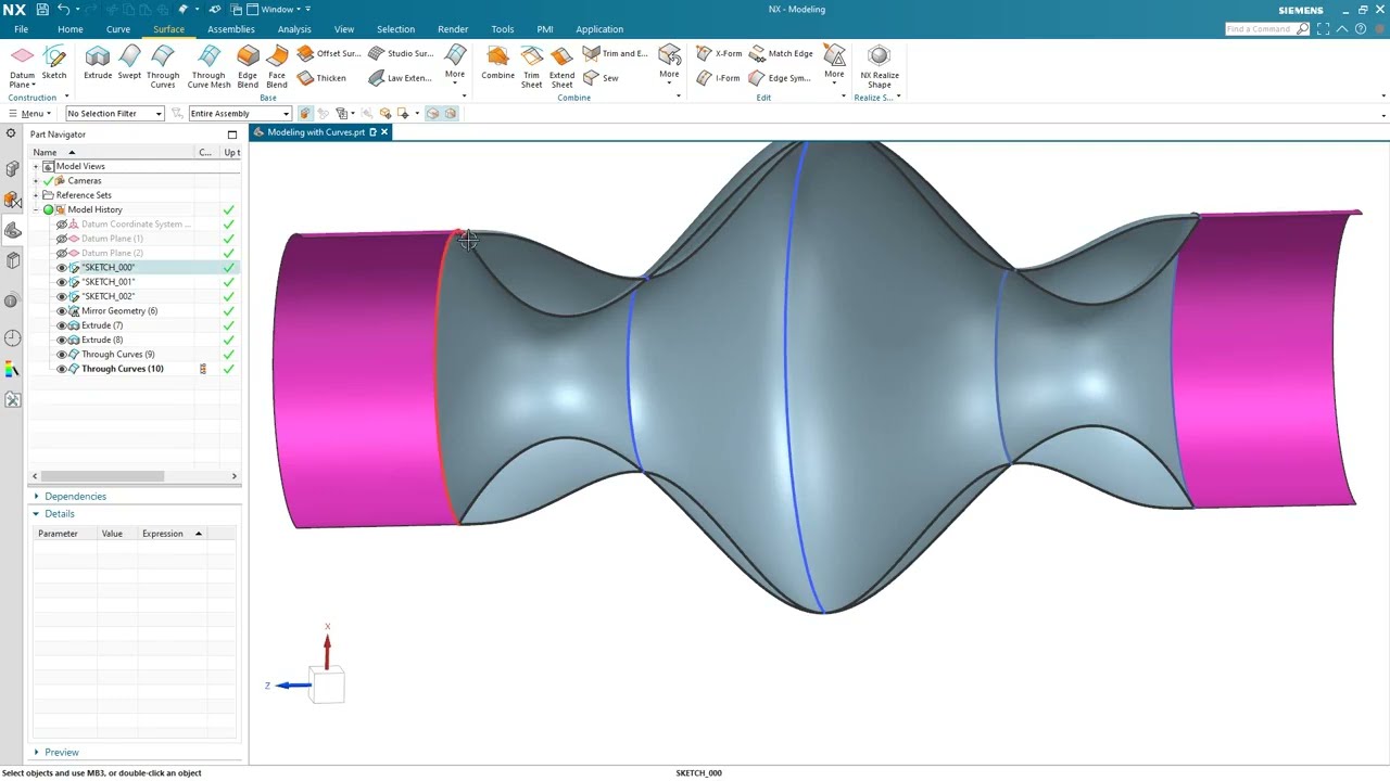 CAD Tutorial: How to Use Through Curves for Freeform Shapes