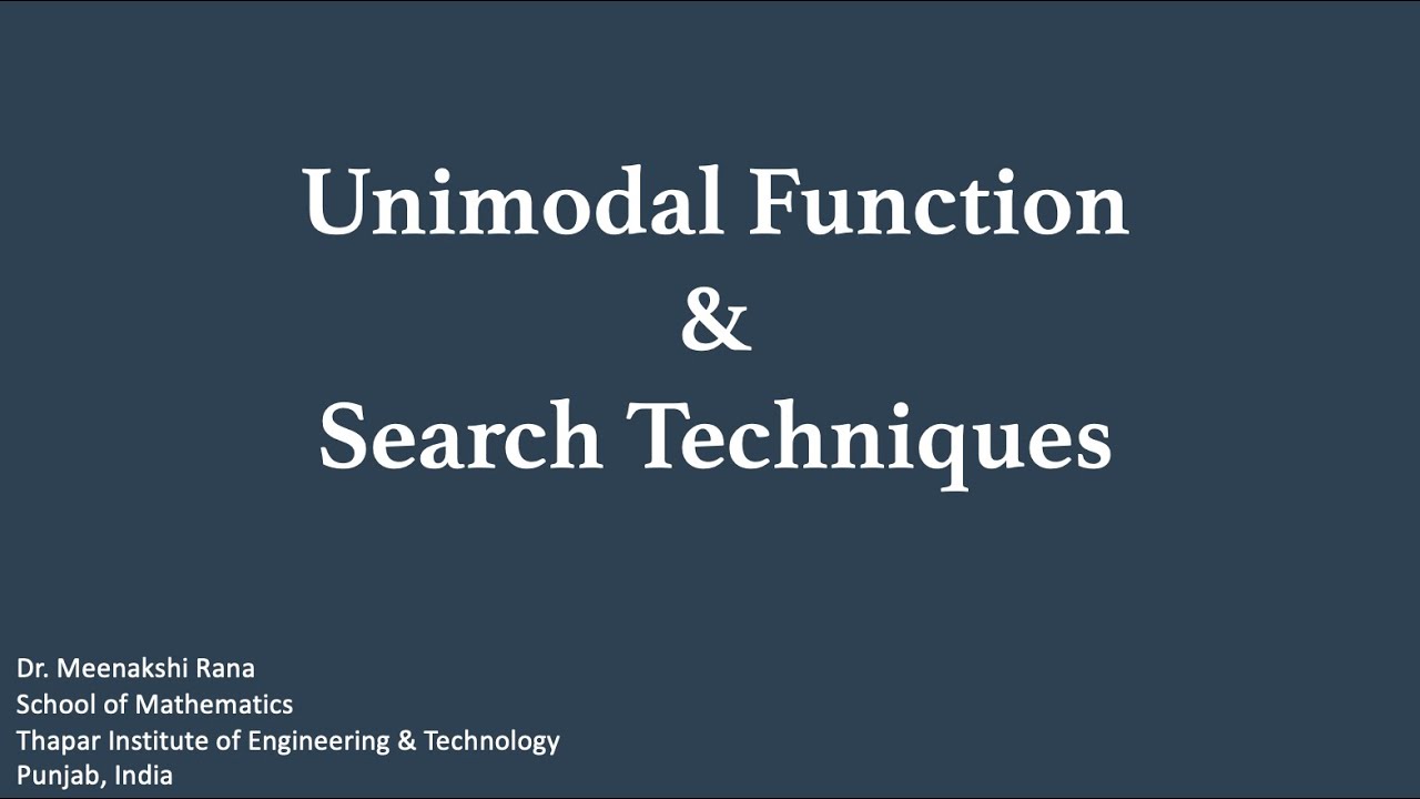 Introduction Unimodal function & Search Techniques