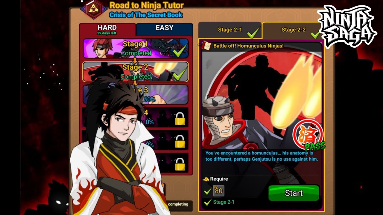 Ninja Saga - Ninja Tutor Exam Stage 2-2 Boss Fight (Solo) 