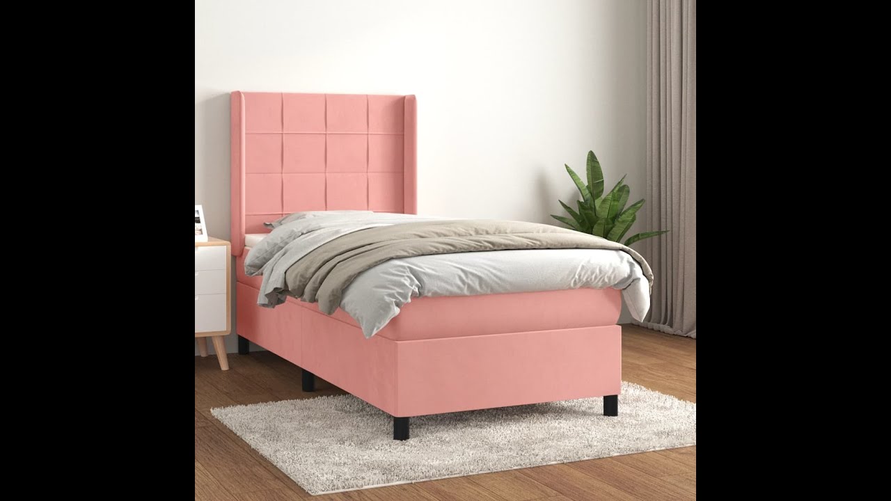 Boxspring met matras fluweel roze 80x200 cm
