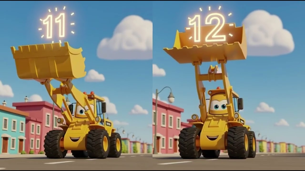 Loader Smooths Road Number Song | Counting Construction Nursery Rhymes for Kids