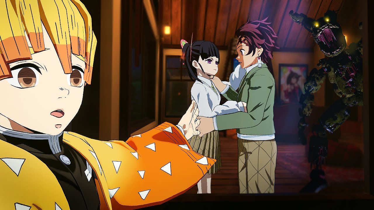 Zenitsu viu Tanjiro e Kanao serem pegos pelo monstro de FNAF em Kimetsu no Yaiba