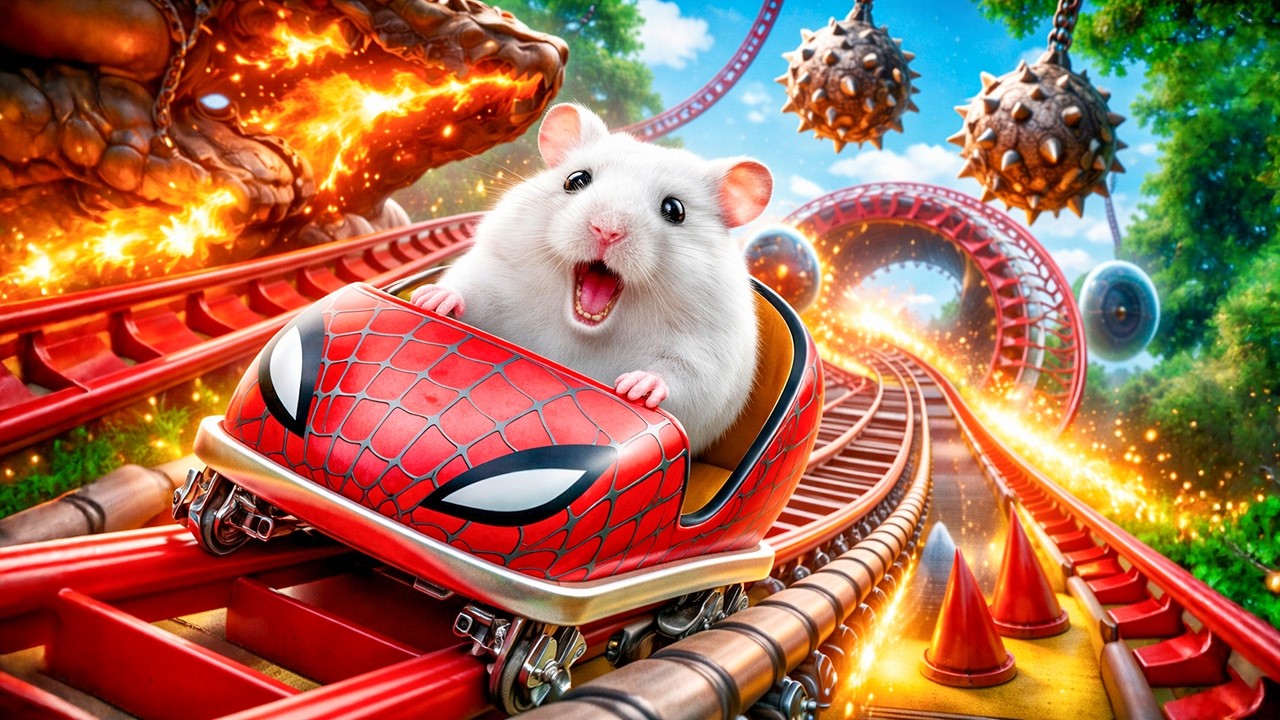 Hamster Escapes from Fire Maze in High-Speed ​​Spider Car | Hamster Maze