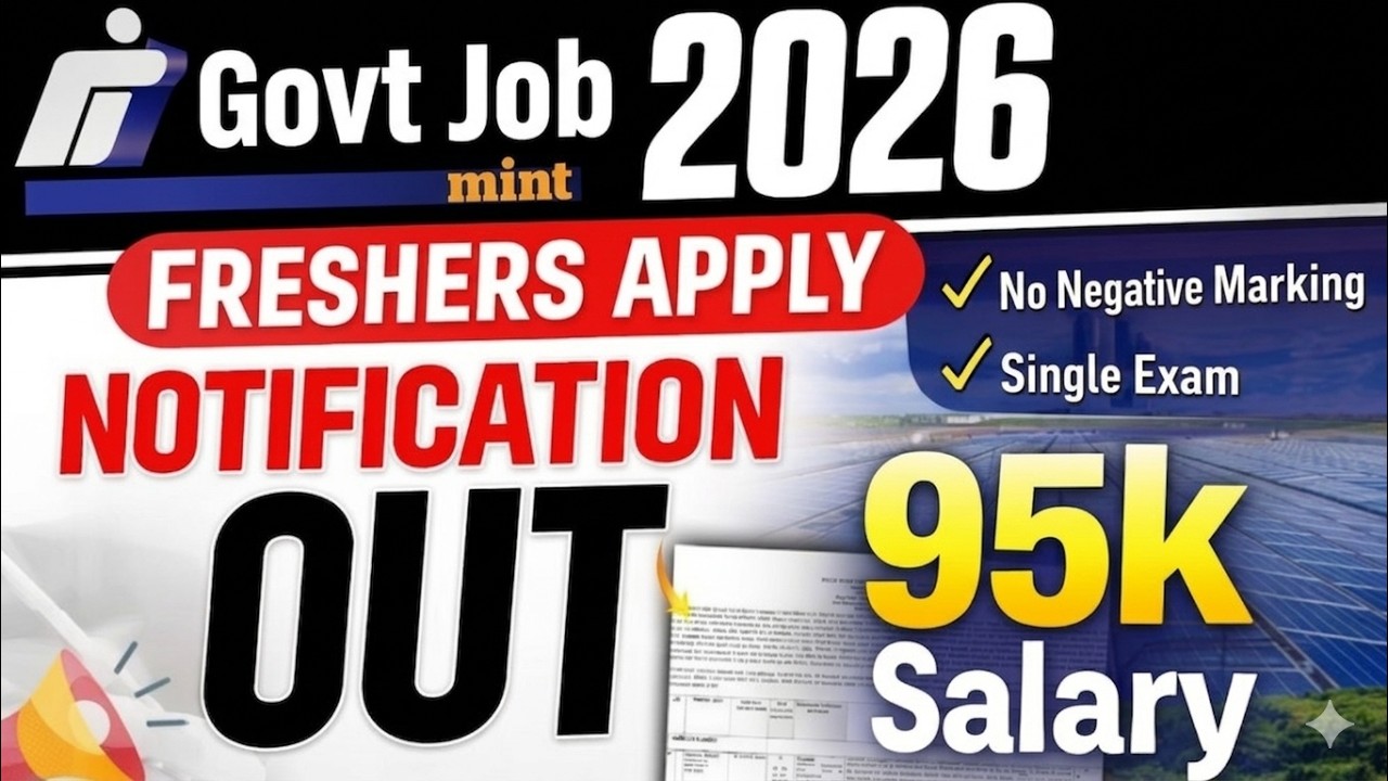 🚨Indian Govt Mint Notification 2026 out 😱 No Negative Marking 95k Salary | Freshers Apply #govtjobs
