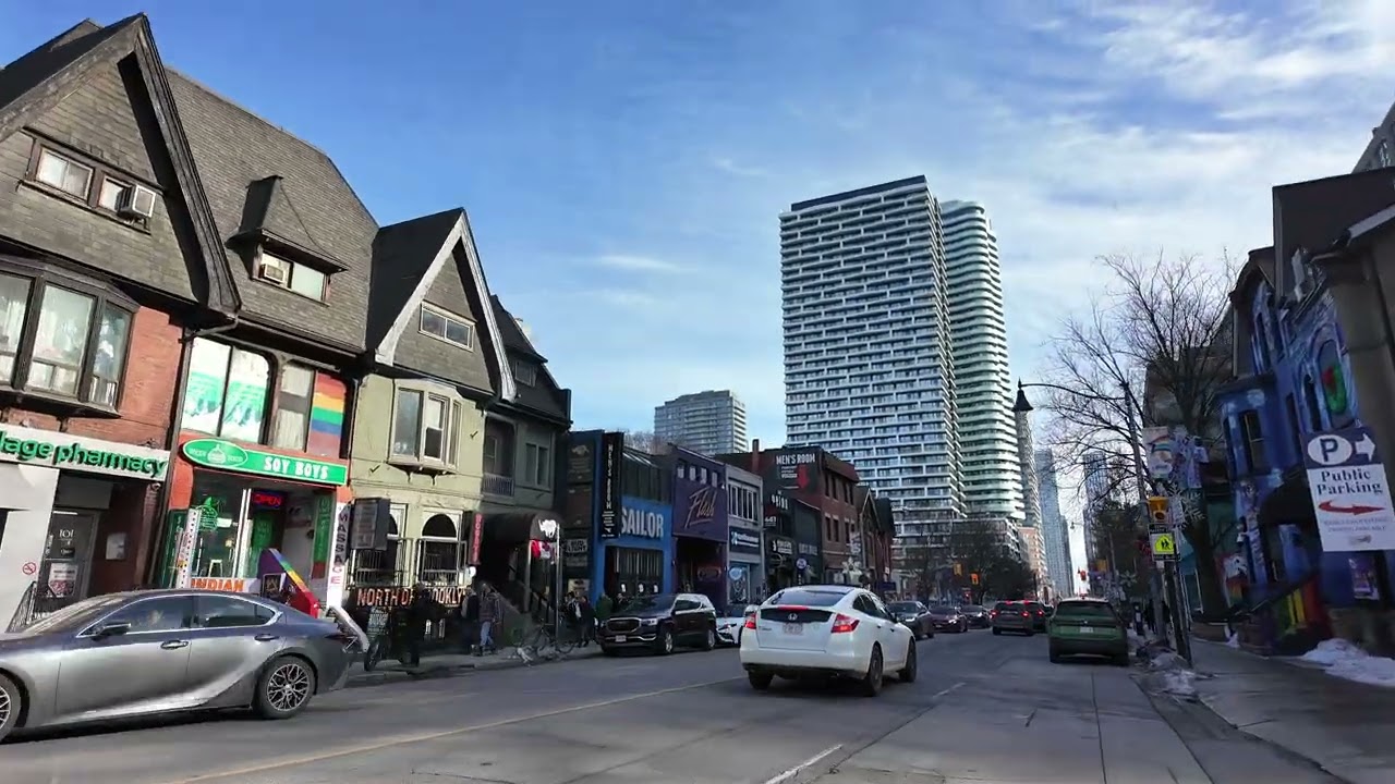 Biking through the heart of Toronto on a cold afternoon.