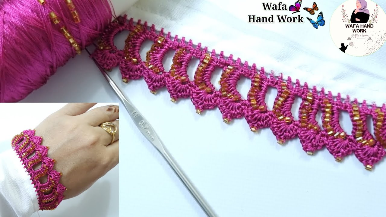 Crochet Lace Border ♦️ Dupatta Neck Sleeves | Qureshia Design | Crosia Beads Work @elenarugal