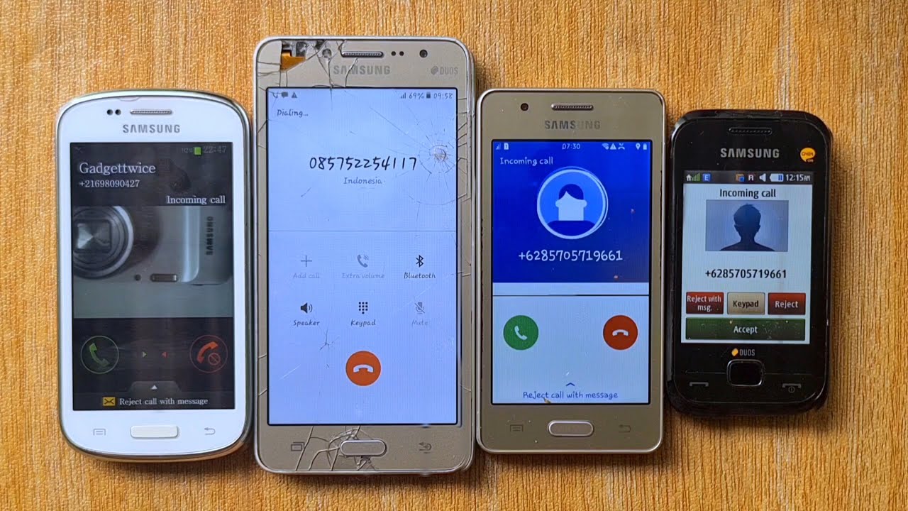 Four Old Samsung Phone incoming Call,outgoing call at same time,over the horizon ringtones