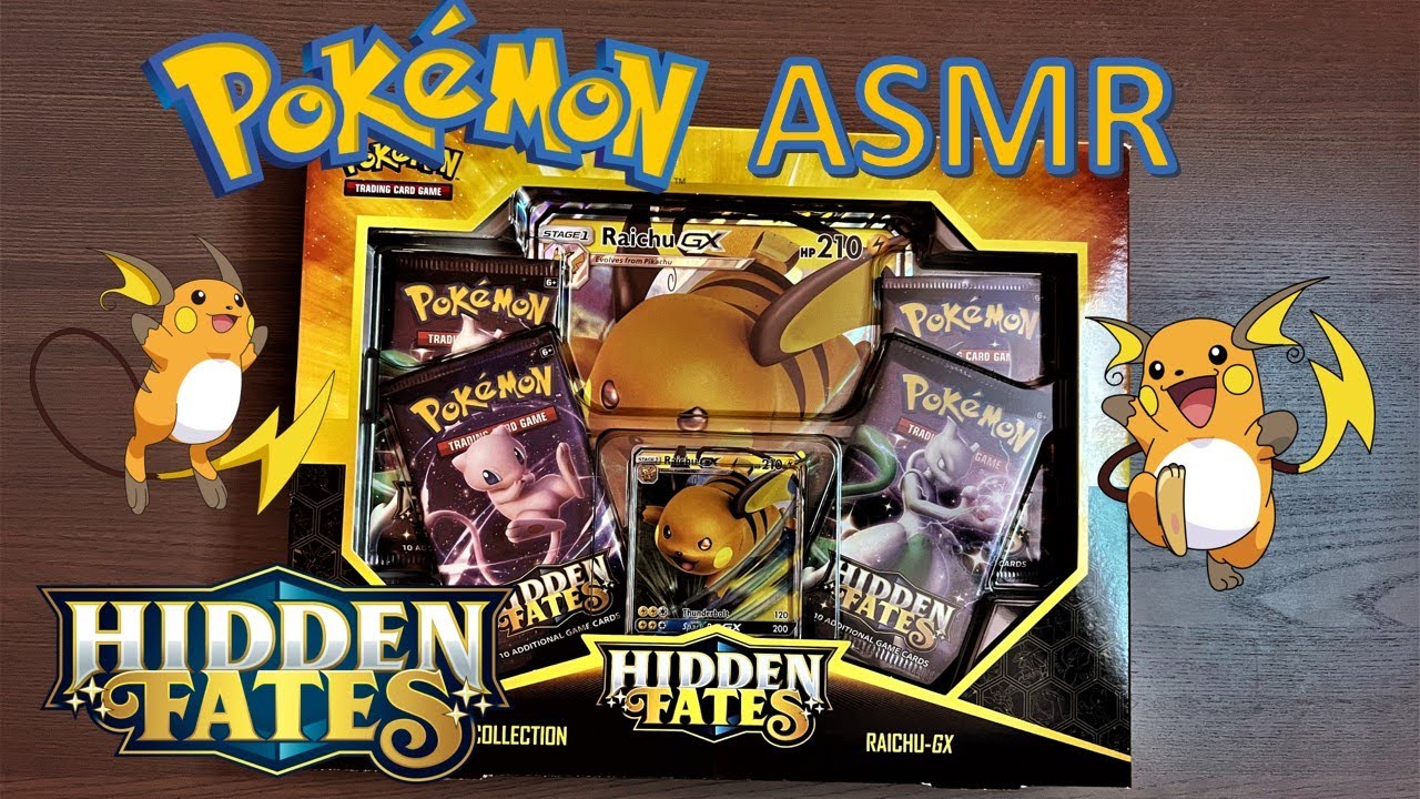 ASMR Opening Pok&eacute;mon Card Packs | HIDDEN FATES RAICHU GX COLLECTION BOX! (No Talking)