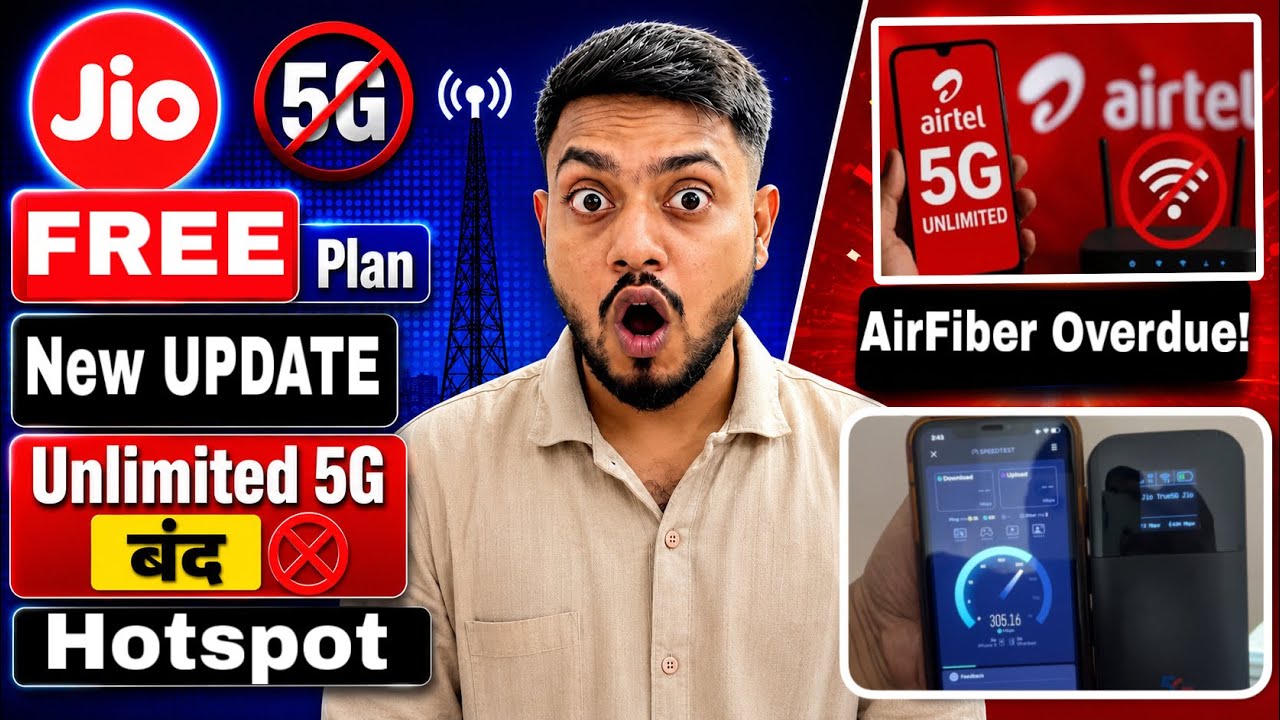Jio 5G unlimited data banned??, Airtel Airfiber big update, Jio5G hotspot router - The Technologist