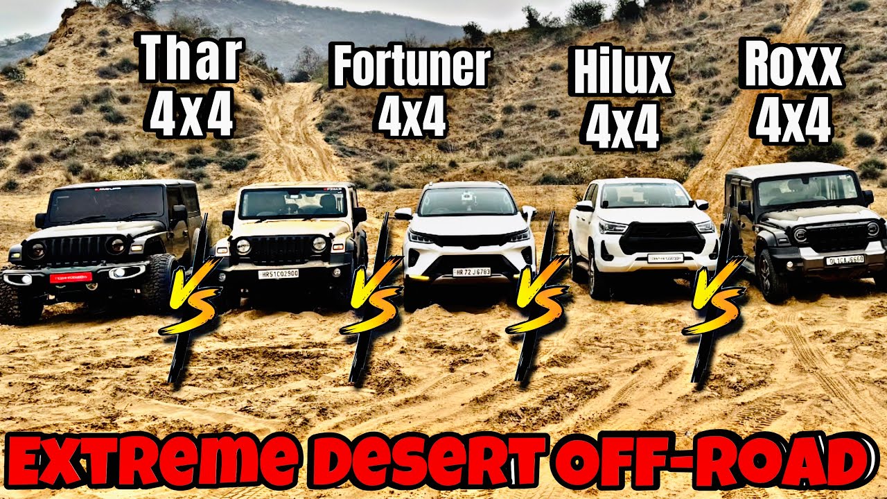 Off-Road Battleground🔥|| Legender 4x4 vs Hilux 4x4 vs Roxx 4x4 vs Thar 3Door 4x4 Offroading Test😱