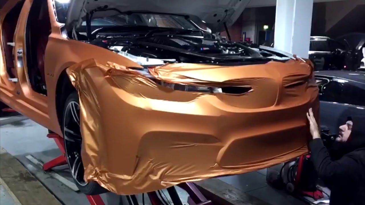 BMW M3 wrapped in Avery matte Metallic Orange M performance F series Time lapse video Dynamic Custom