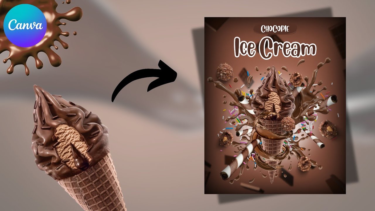 Product Manipulation using Canva | Ice-cream Advertising Poster - Product Commercial