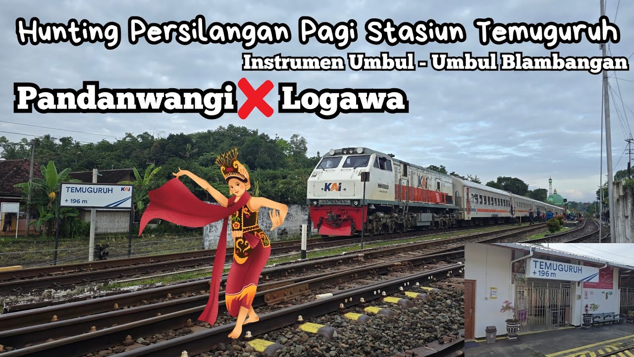 PERSILANGAN PAGI STASIUN TEMUGURUH KERETA API PANDANWANGI & LOGAWA Instrumen Umbul Umbul Blambangan