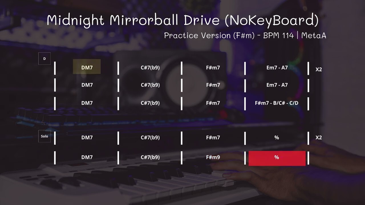 (NOKEYBOARD) Midnight Mirrorball Drive  | Back Track For Practice – MetaA Music Backing Tracks