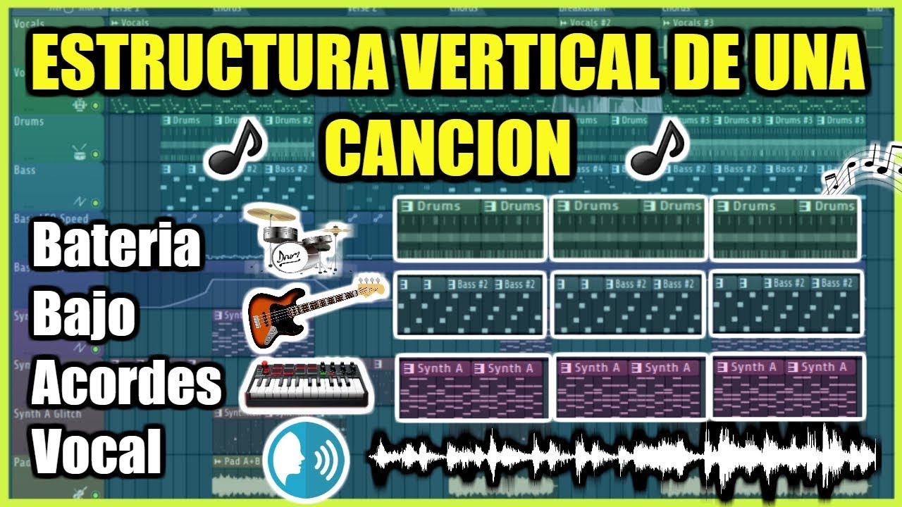 Como Hacer una Canción #3 (Drums, Bajo, Guitarra, Synth, Vocal) Estructura Vertical de una Canción