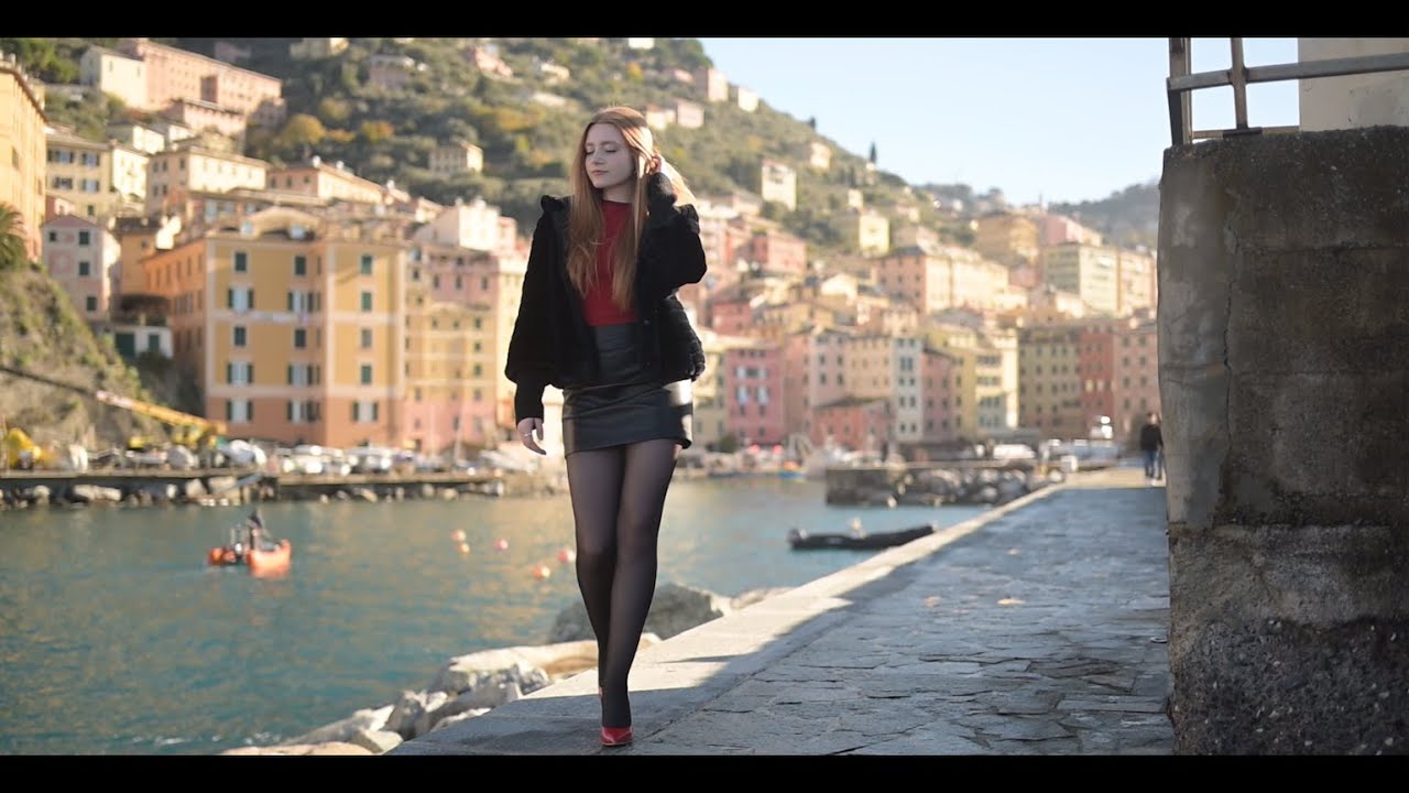 GLAMOUR FASHION EDITORIAL : Pantyhose, Seamed Tights, Leather Mini skirt, Heels (4K)