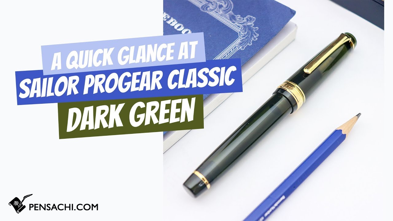 Overview of Sailor Professional Gear Classic Champagne Dark Green Fountain Pen by Pensachi.com