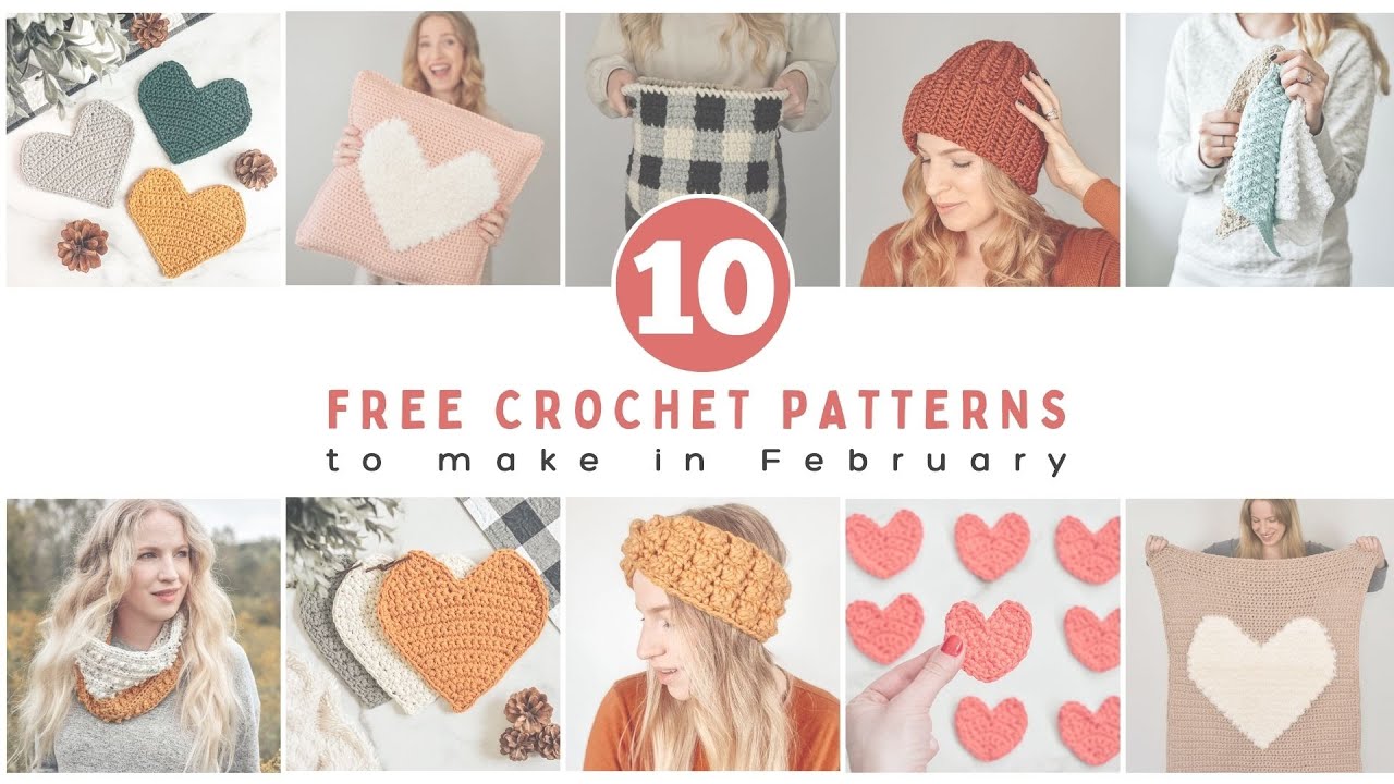 10 Free Crochet Patterns for February - including Valentine's Day & Heart Crochet Patterns