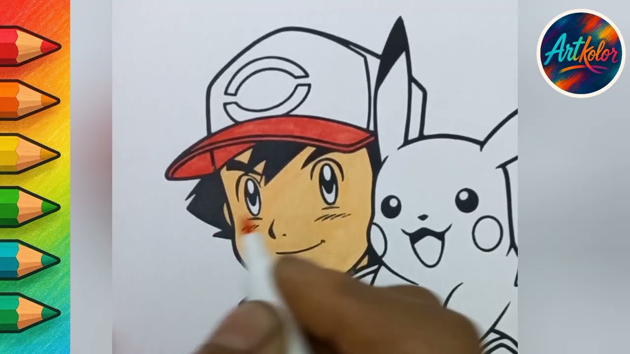 I Colored Ash and Pikachu by Hand Full Pokémon Drawing Process