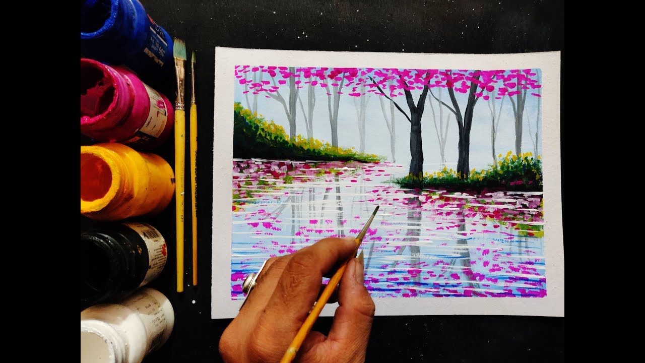 easy poster colour painting Ideas step by step painting tutorial for beginners