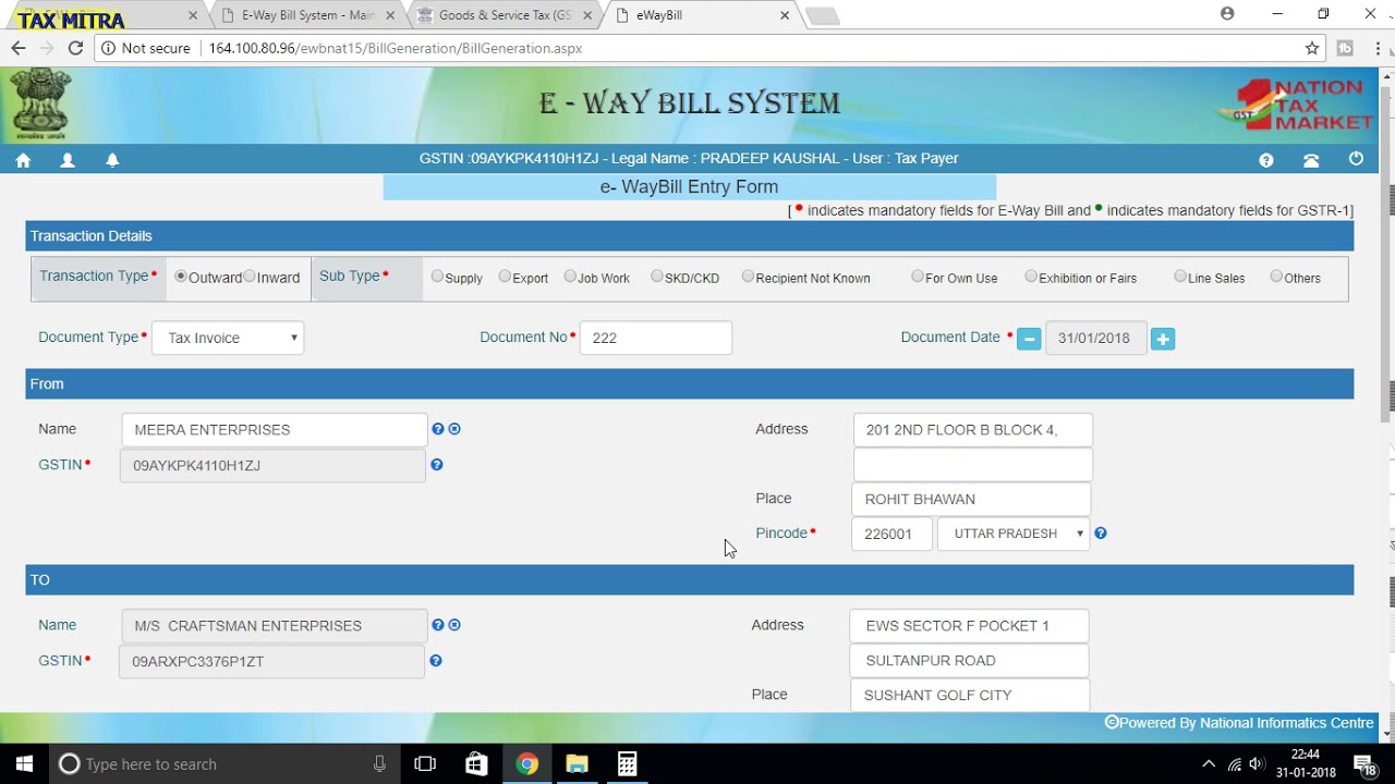 HOW TO GENERATE E WAY BILL(DETAILED)