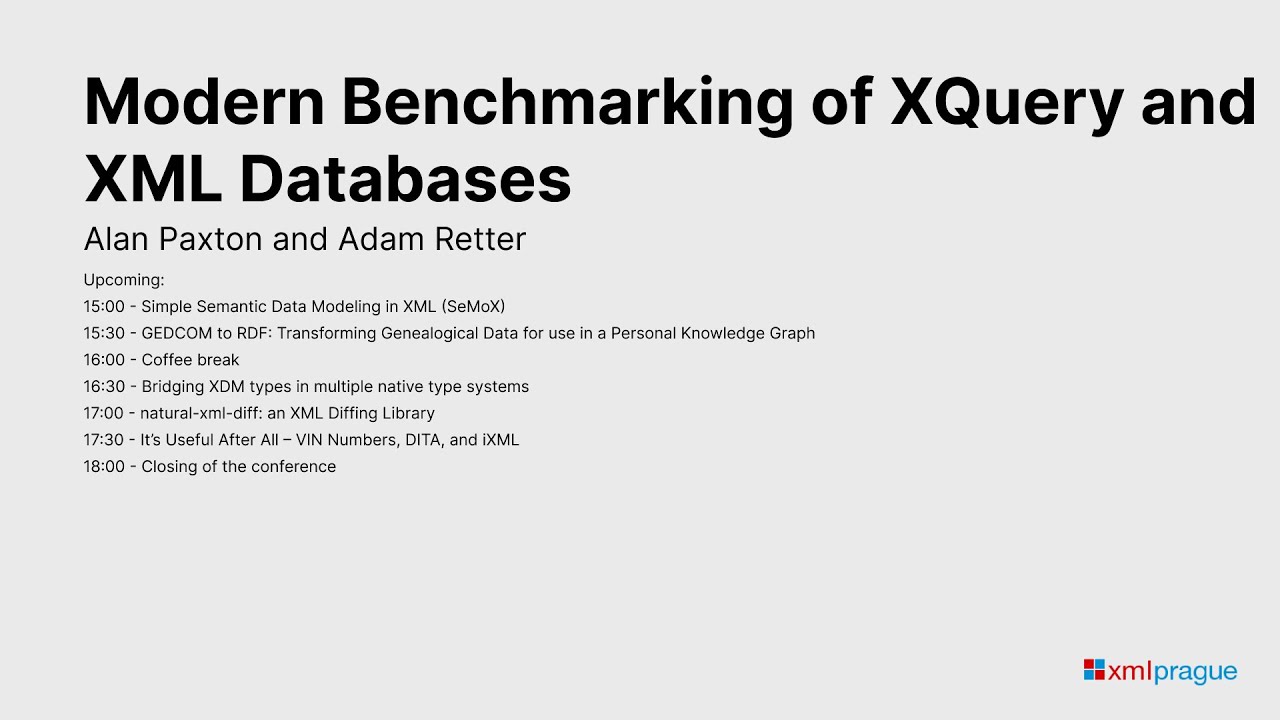 19. Modern Benchmarking of XQuery and XML Databases - Alex Paxton and Adam Retter