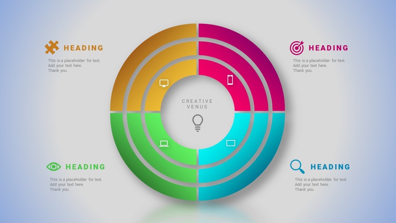 How To Design 4 Way #Circle #Chart #Infographic in Microsoft Office PowerPoint PPT.