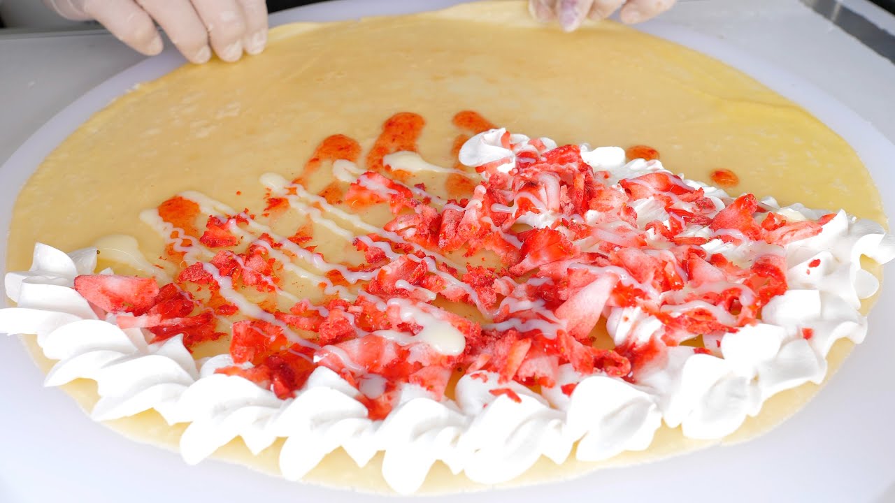 ほわほわクレープ職人 削り苺、マンゴークレープ japanese street food - creamy crepe compilation クレープキッチンカー　飯テロ