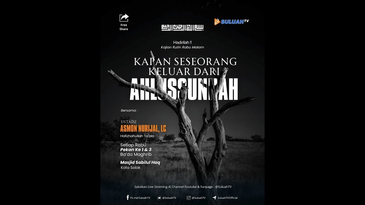 🎥 LIVE Solok : Kapan Seseorang Keluar dari Ahlussunnah #8 (Kaidah dan Penerapannya)