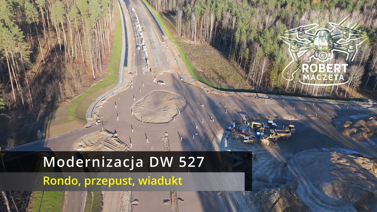 Modernizacja DW 527, ul  Warszawska | Rondo, wiadukt, przepust | 22.11.2025 | Widok z drona 4K
