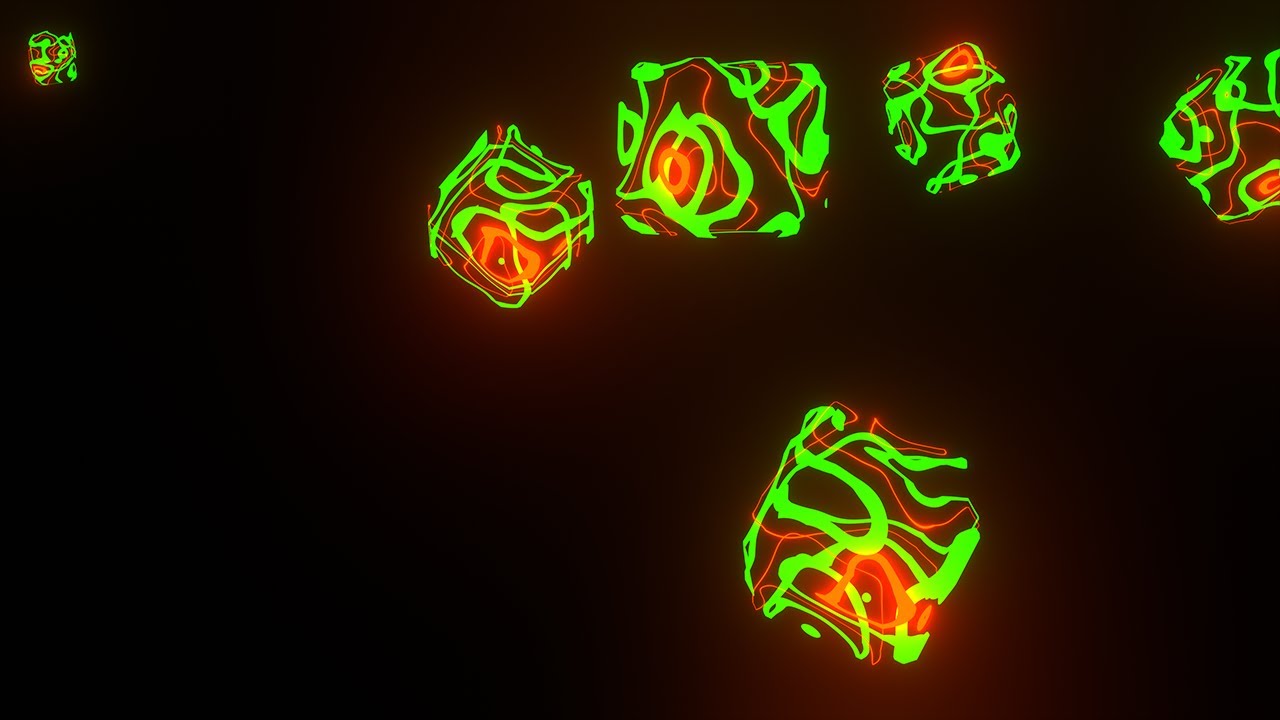 Cubes Falling/Deforming Green Red Live Wallpaper Screensaver Video Background - 4K 5 hours VJ LOOP
