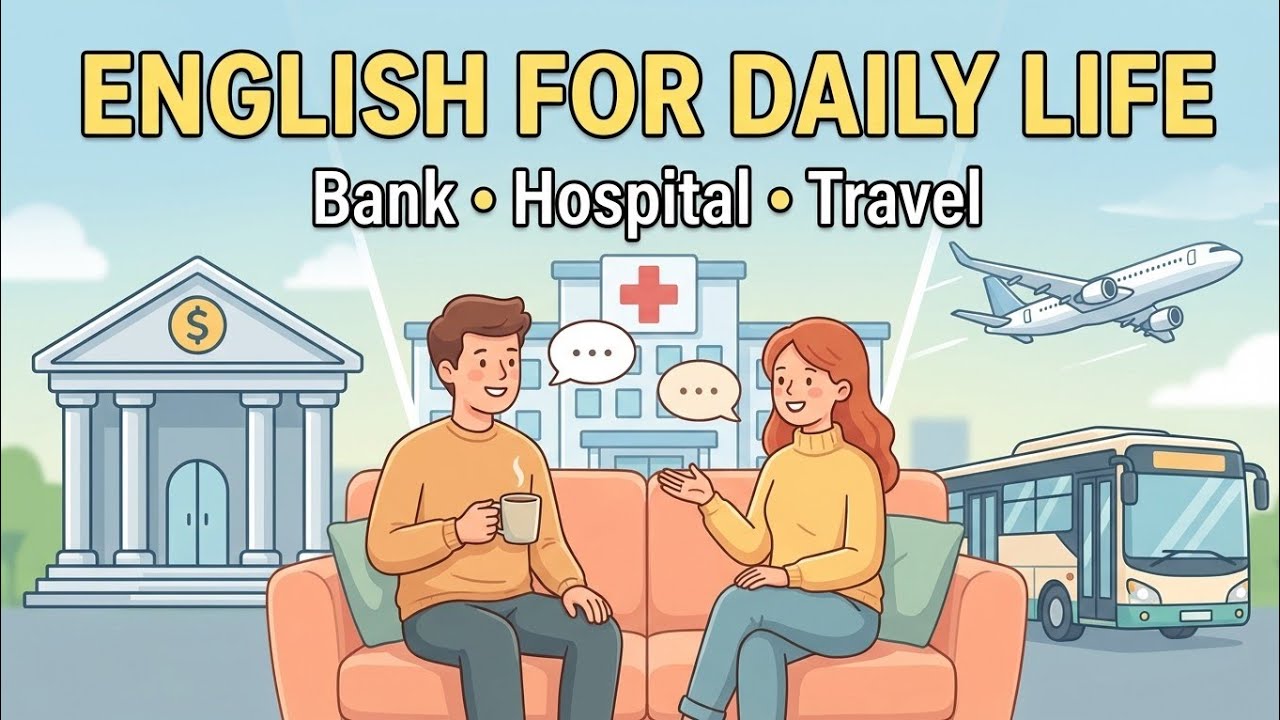 English for Daily Life | Bank, Hospital & Travel (Easy Conversation)
