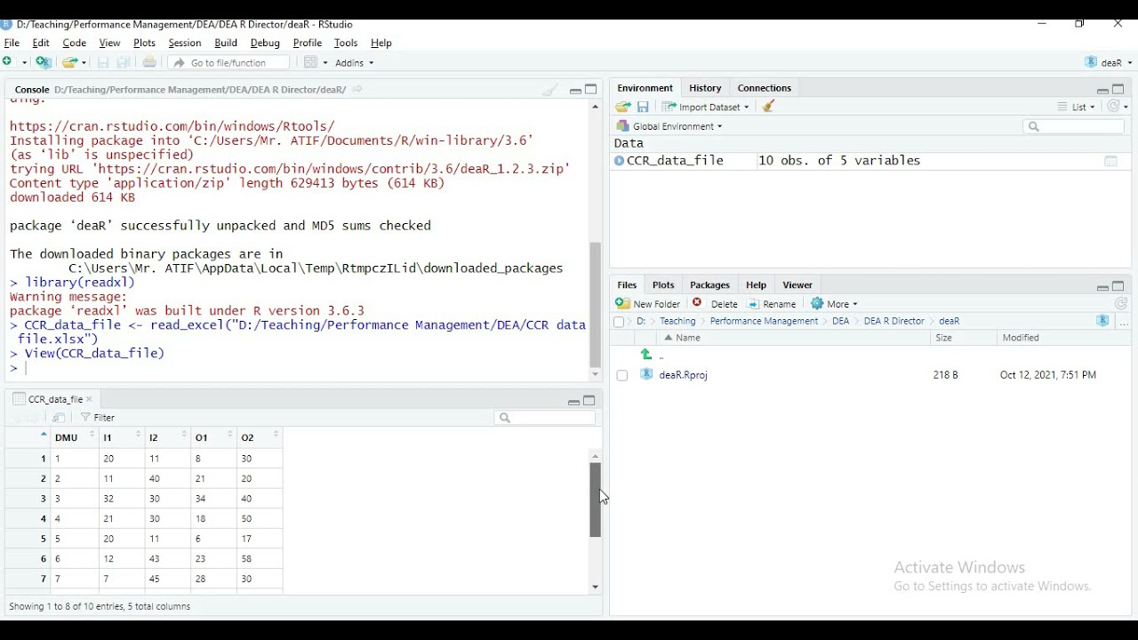 Data Envelopment Analysis (DAE) with R -CCR Model