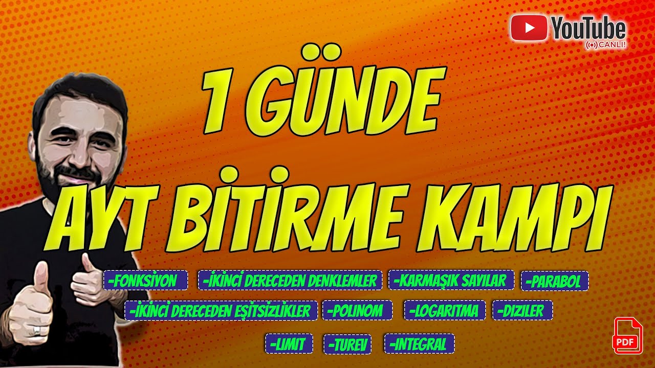 AYT MATEMATİK  1 Günde Bitirme Kampı +PDF Konu-Anlatımı + Soru Çözümü - 1 #YKS #AYT #TYT #AYT