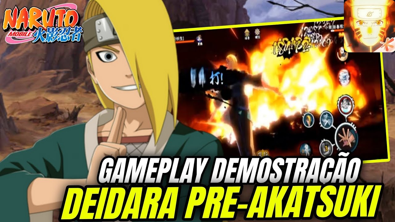 GAMEPLAY DEMOSTRAÇÃO LIVESTREAM DEIDARA PRÉ-AKATSUKI NOVO META ? | NARUTO MOBILE 