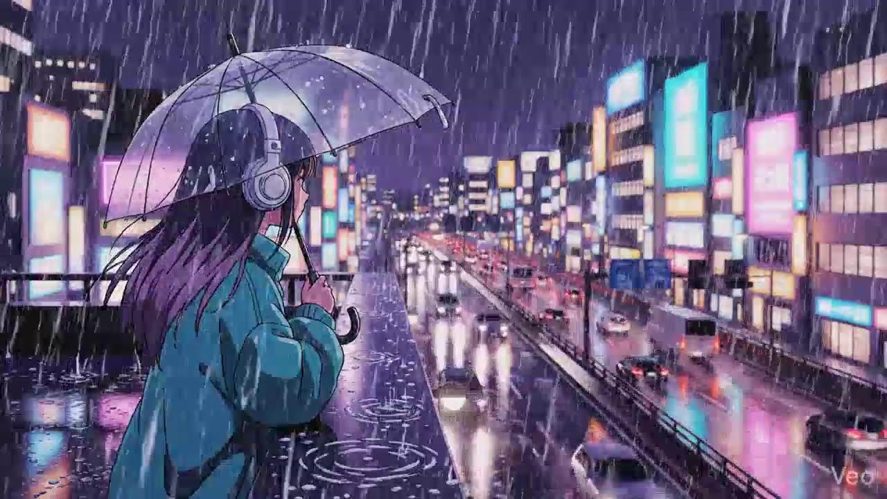 Rainy Night ASMR 🌧️ Neon Japan Lofi Chillhop