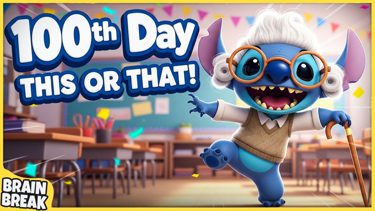 100th Day of School This or That | Brain Breaks For Kids | Would You Rather Game | Go Noodle Move