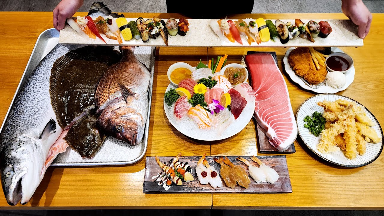 역대급 인생초밥, 1미터 초밥, 신선한 생선회, 참치회, 도미회, 광어회, Amazing Sushi master, Giant sushi, Fish sashimi in Korea