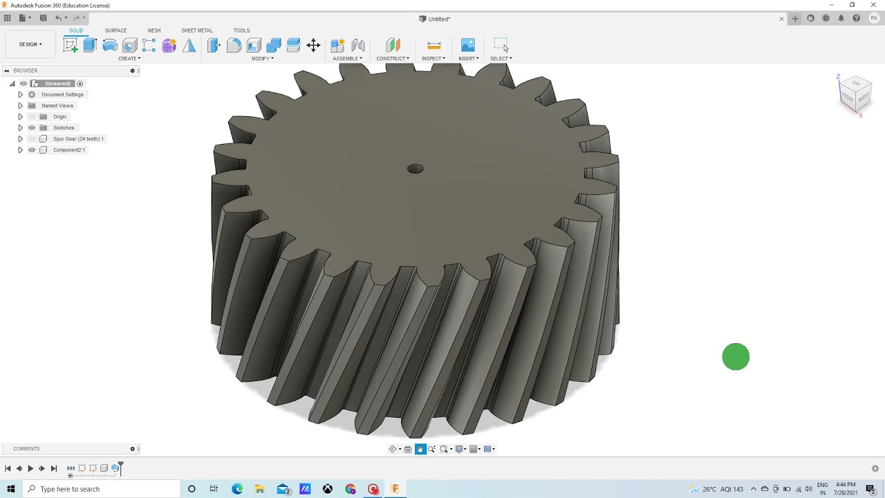 Helical gear in Fusion 360 under 2 minutes.