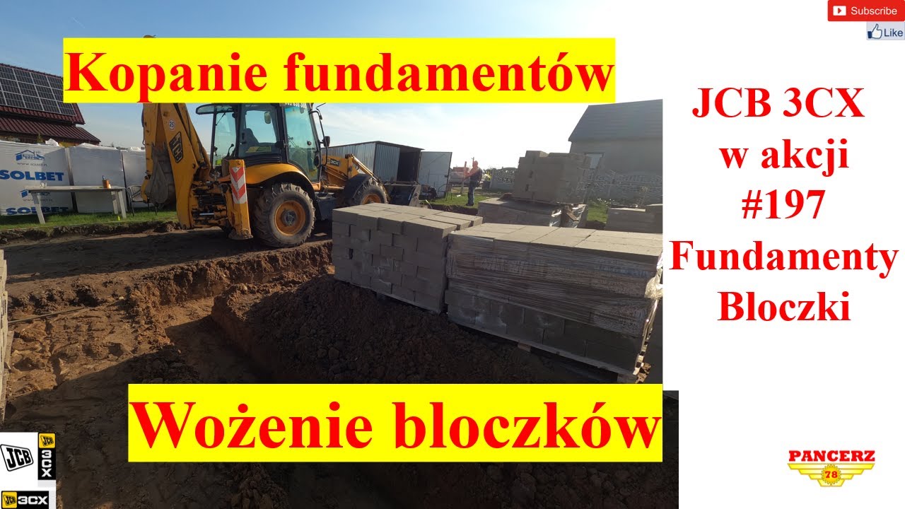 JCB 3CX w akcji. #197 Kopanie fundamentów + wożenie bloczków.