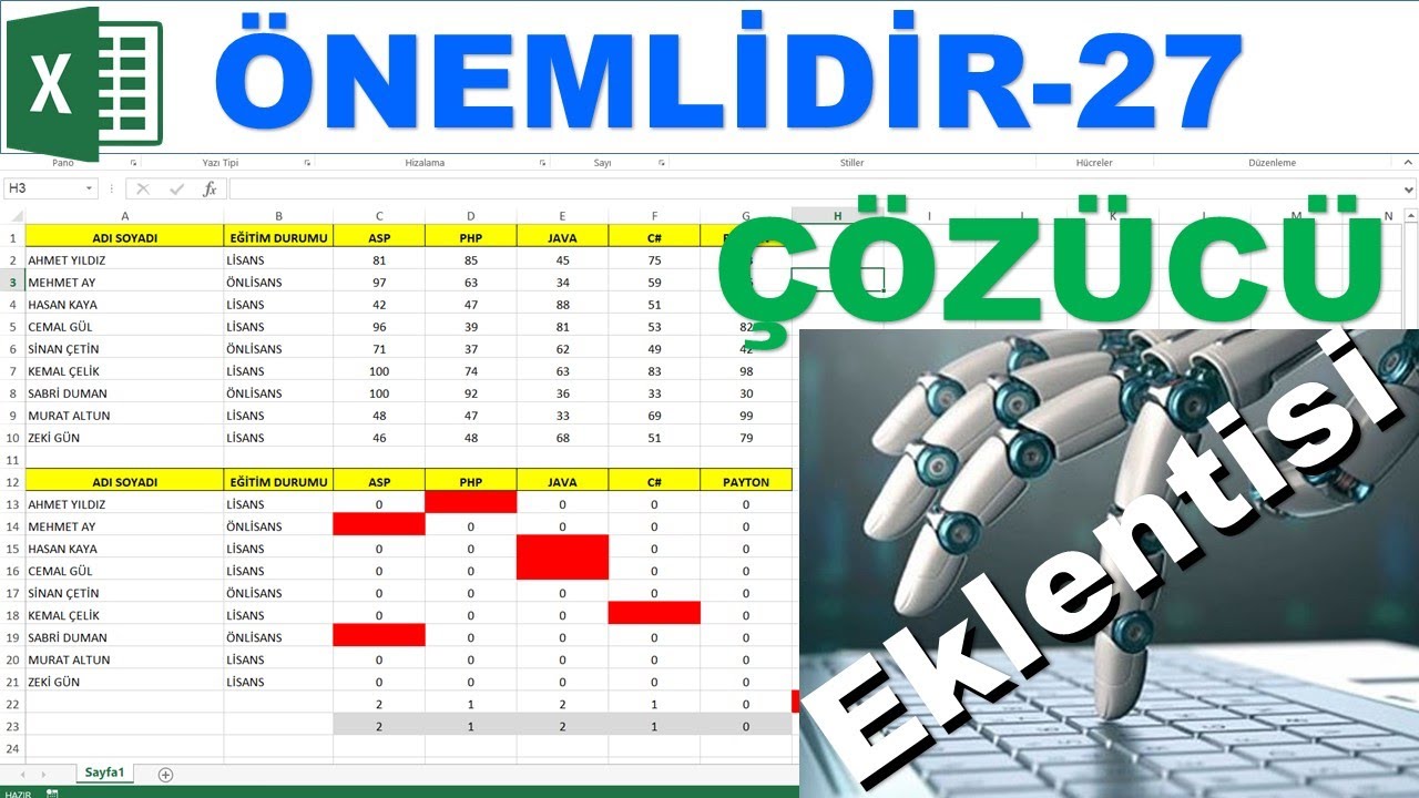 Excel'de Çözücü Eklentisini Kullanma - Solver