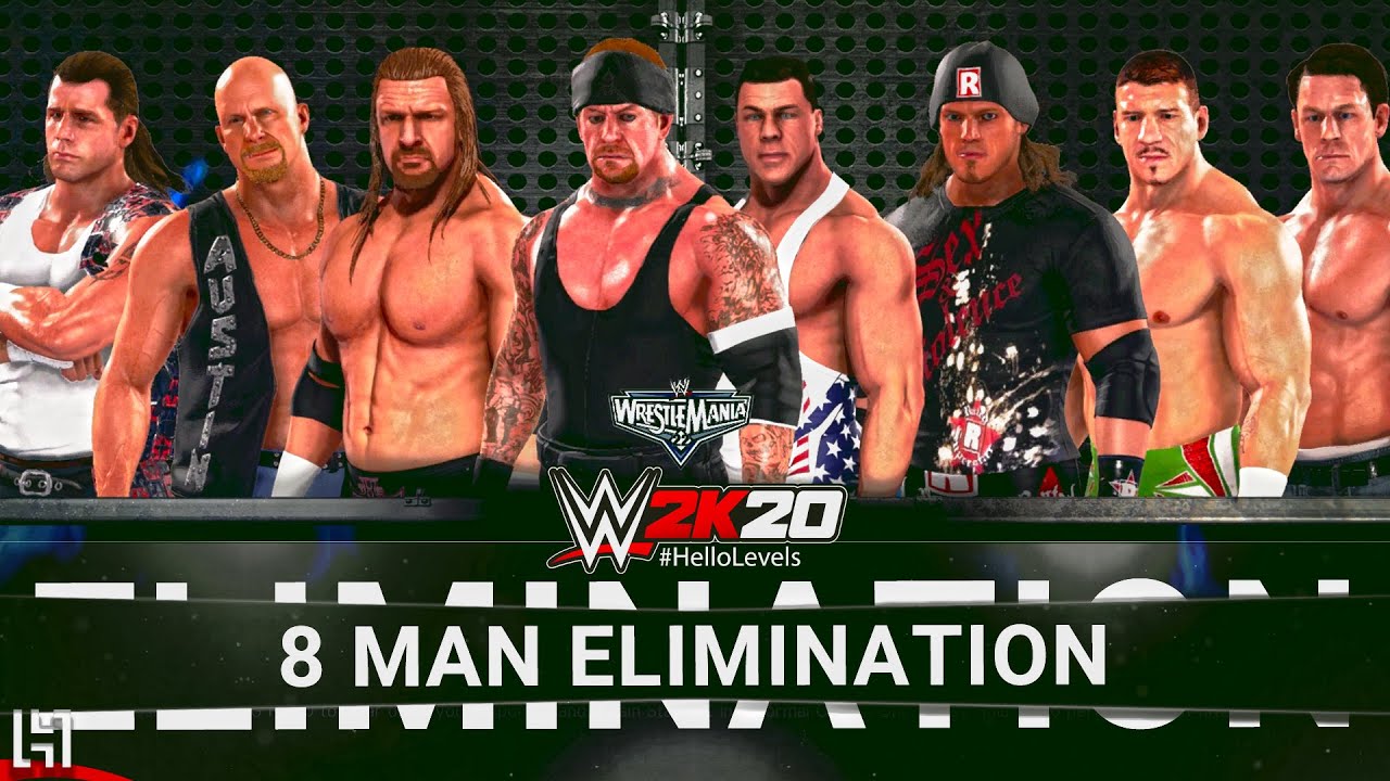 WWE 2K20 8 Man Elimination Match Gameplay - 2002 Edition
