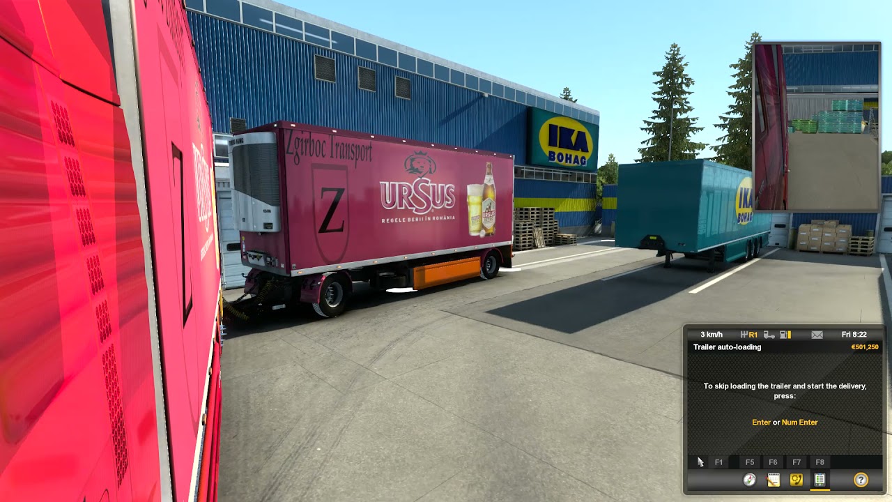 Reversing a tandem trailer in a tight spot in ets 2