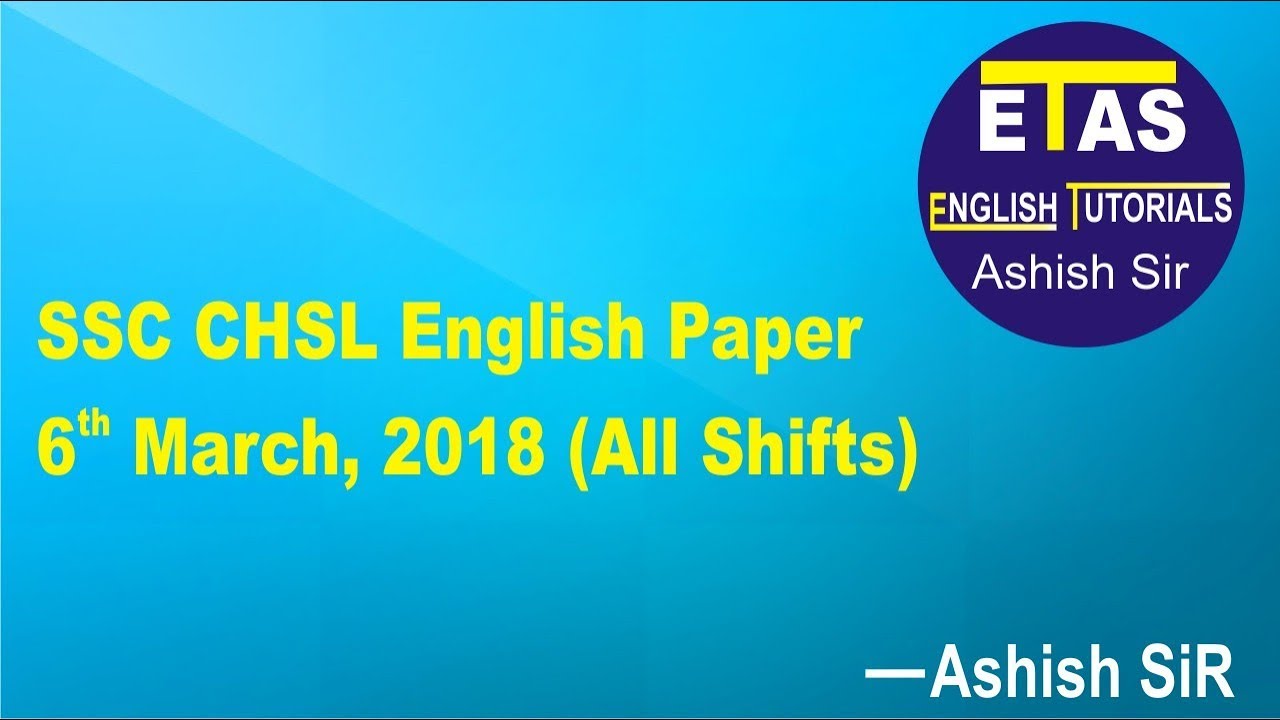 SSC CHSL English Paper | 6th March, 2018 | All shifts