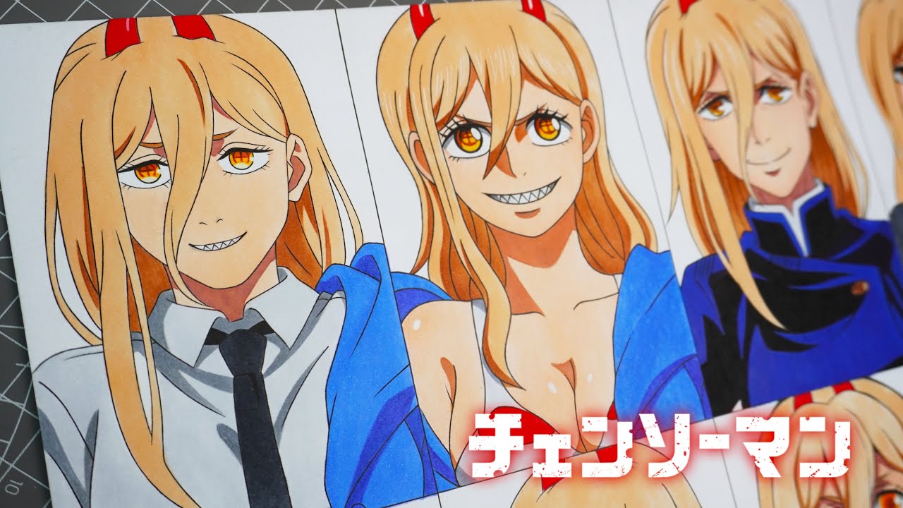 Drawing Power in 8 different Anime Universe - Chainsaw Man /  チェンソーマン