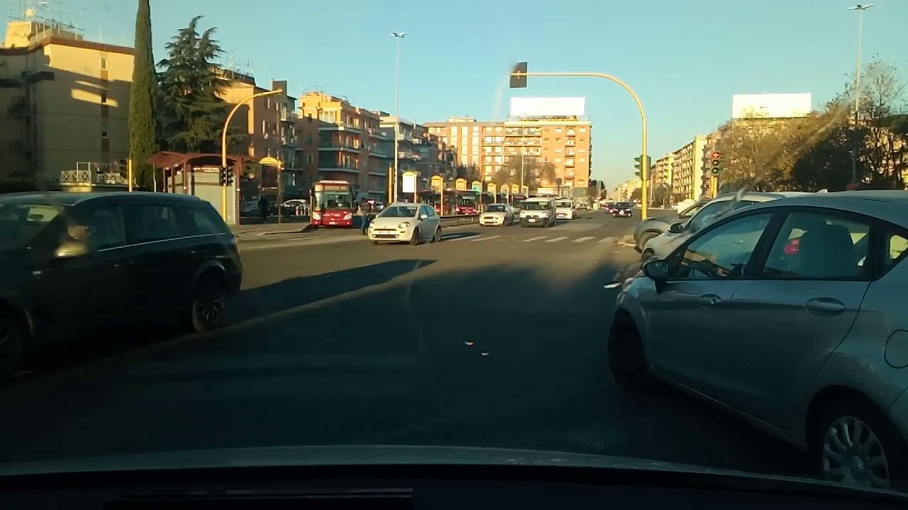 Driving downtown Rome, Italy DEC.2018